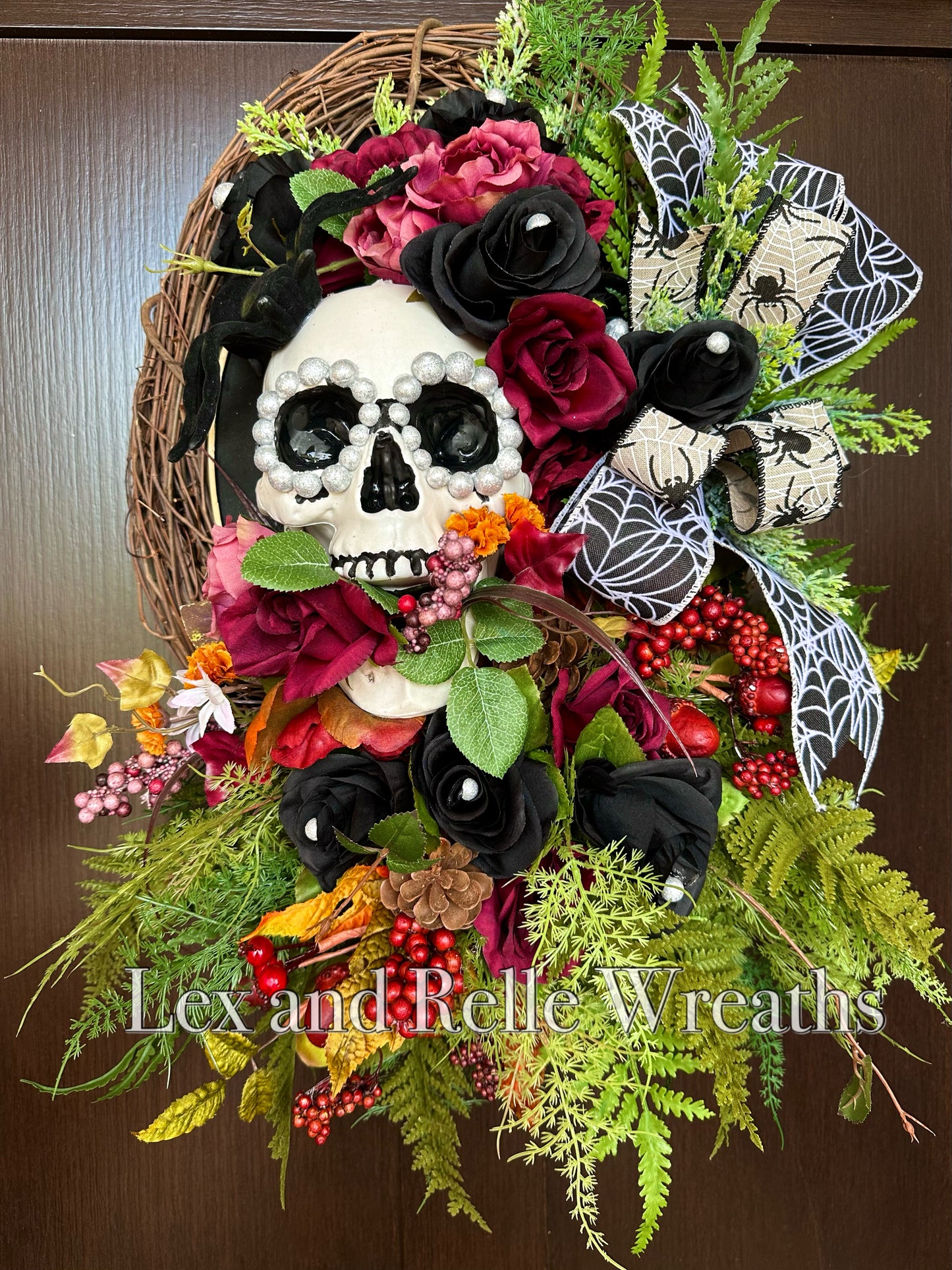 Isadora black and red Day of the Dead wreath