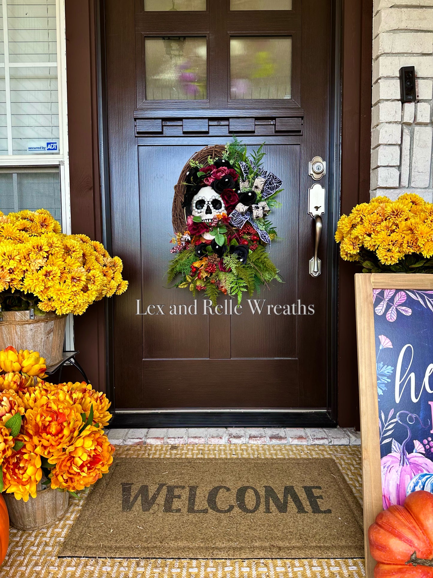 Isadora black and red Day of the Dead wreath