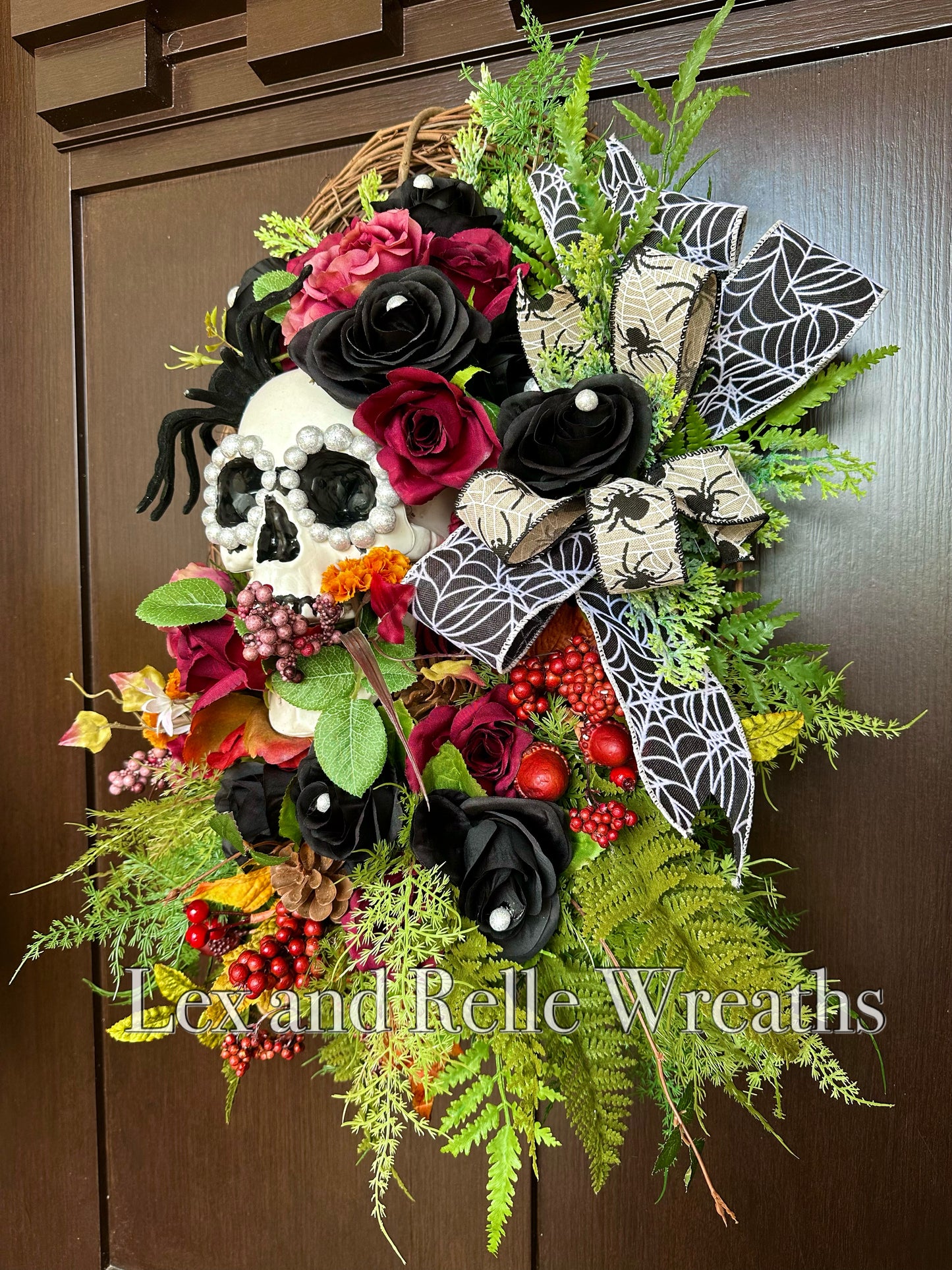 Isadora black and red Day of the Dead wreath