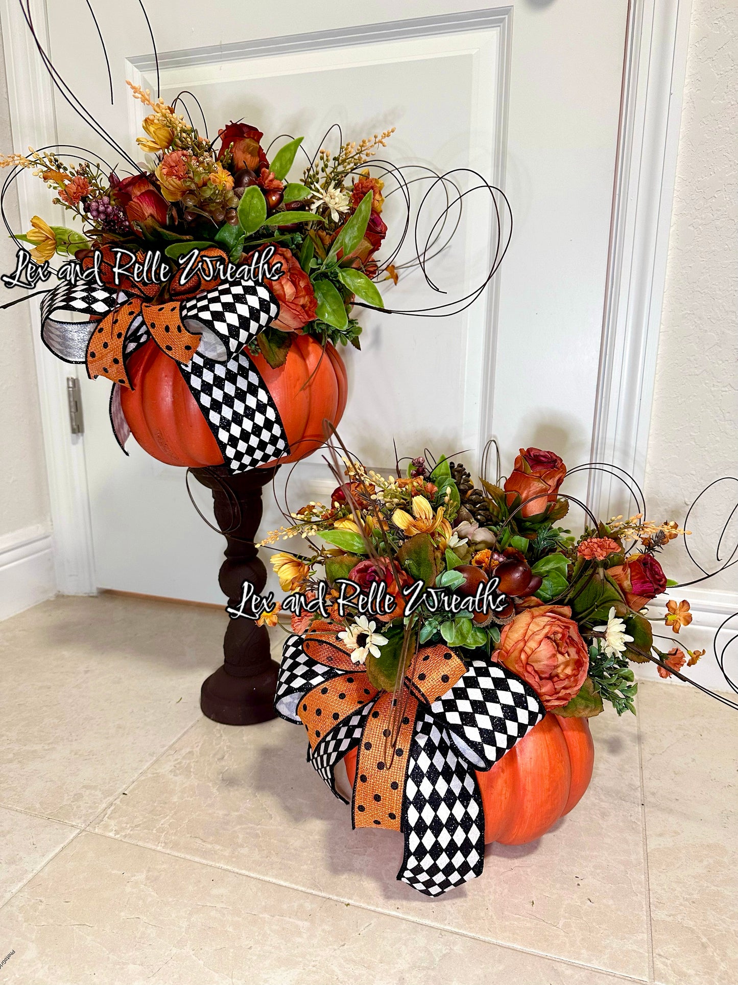 Custom Falloween Pumpkin Arrangement Centerpieces for Amie