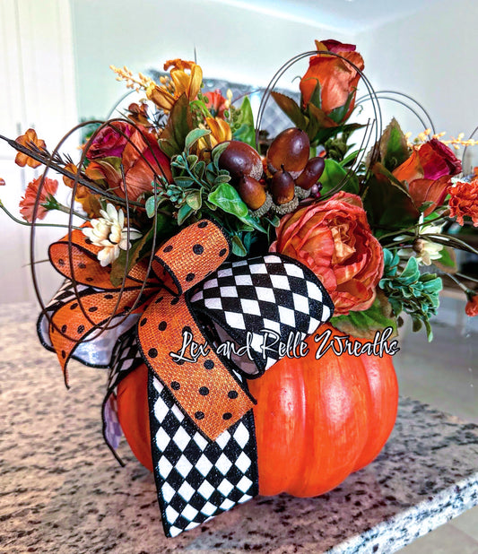 Custom Falloween Pumpkin Arrangement Centerpieces for Amie