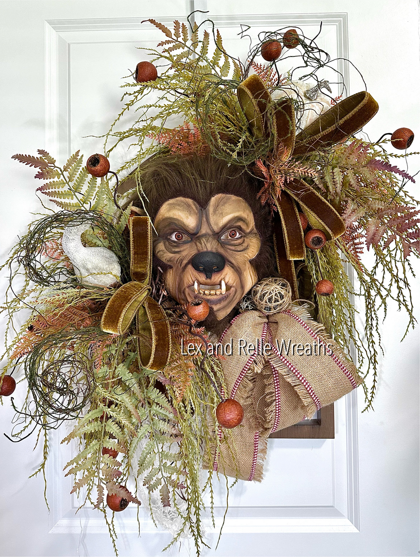 Scary Wolfman Woodsy Halloween  Wreath