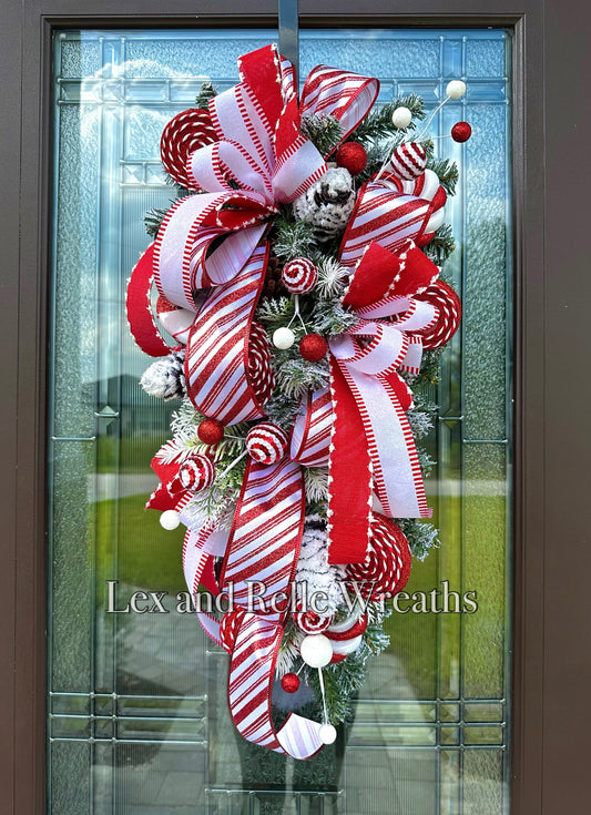 Peppermint lollipop and candy swag wreath