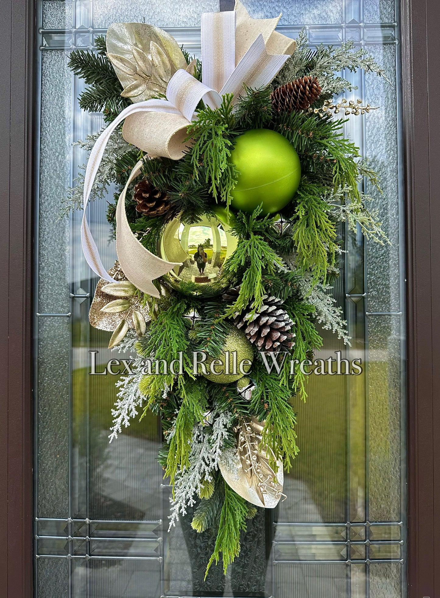 Green and Gold Christmas swag wreath