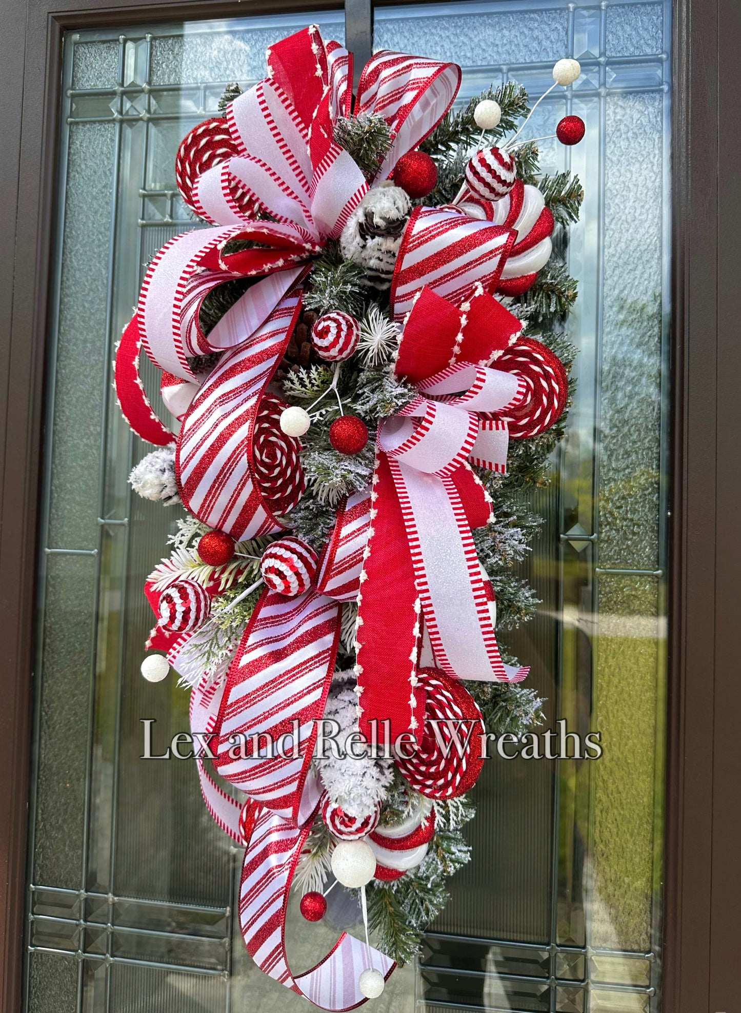 Peppermint lollipop and candy swag wreath