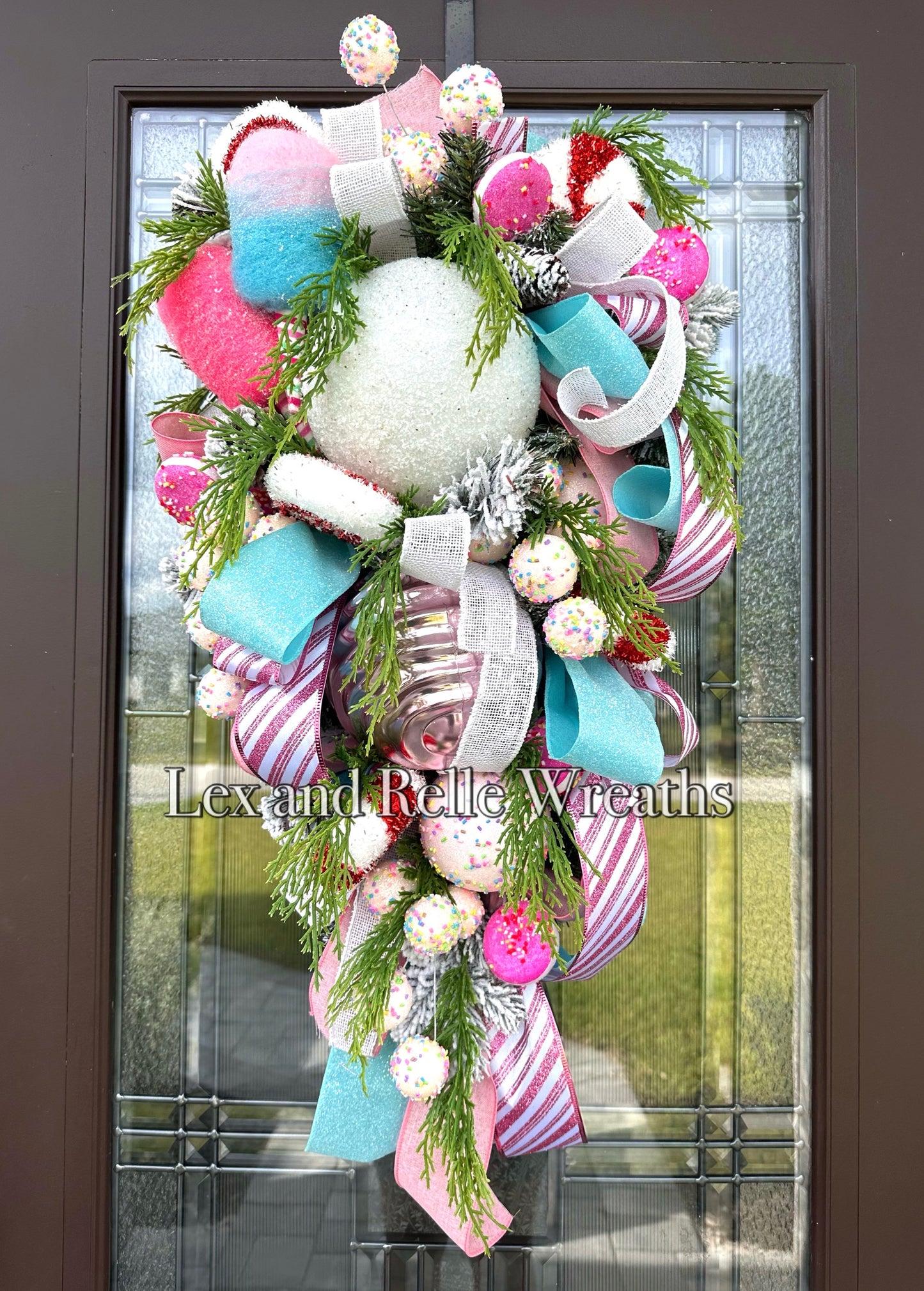 Pink Candy Christmas Swag Wreath