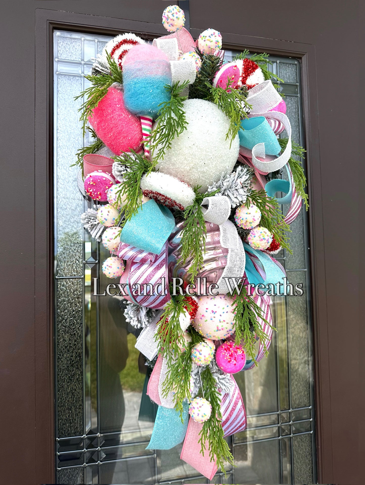 Pink Candy Christmas Swag Wreath