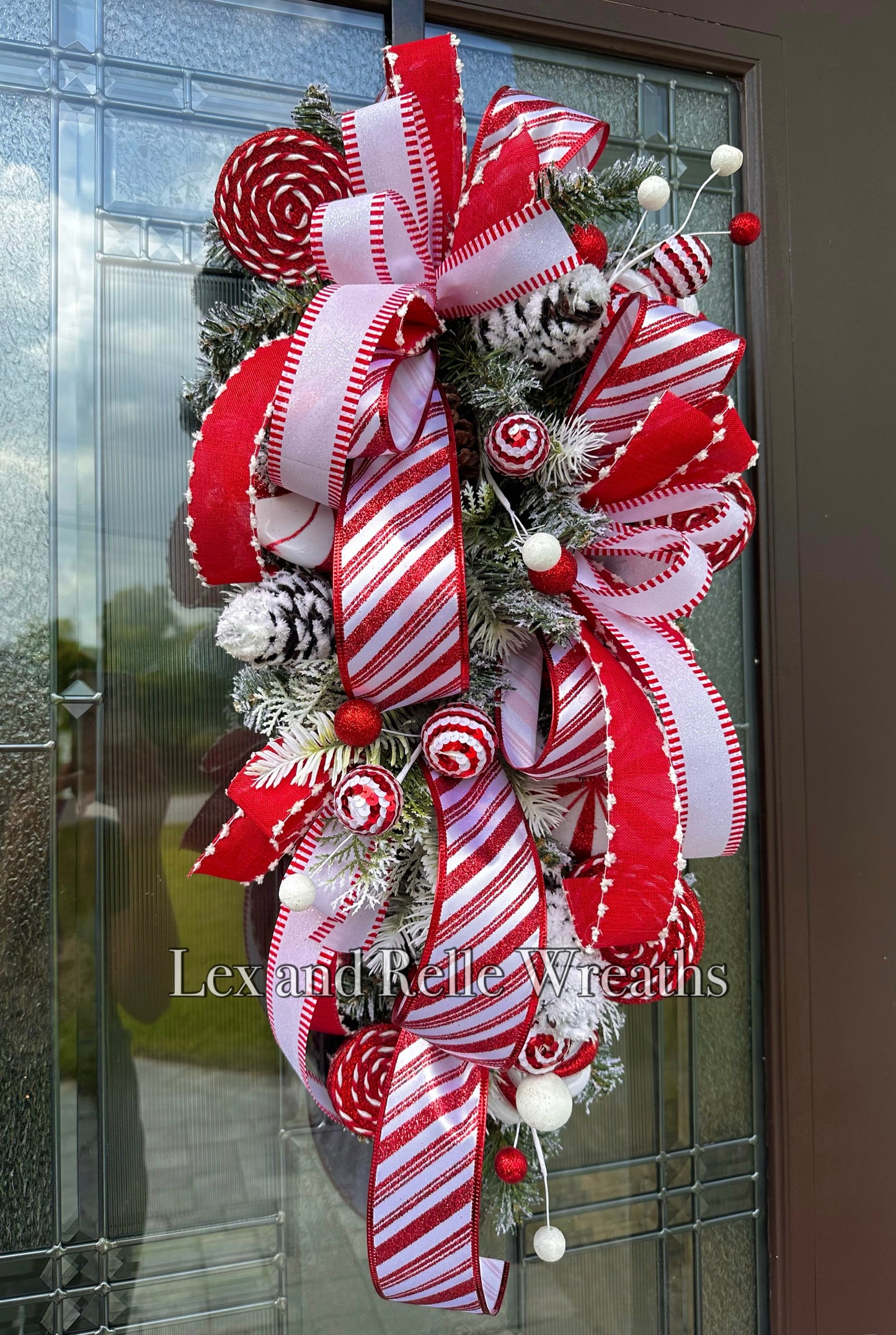 Peppermint lollipop and candy swag wreath